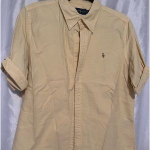 Polo XL quarter sleeve yellow button down shirt